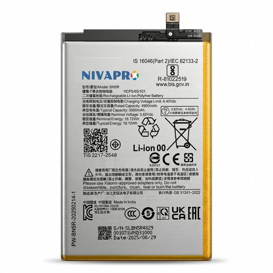 BN5R for  Xiaomi Redmi A3 and Poco C61 with Warranty by NIVAPRO 5000mAh