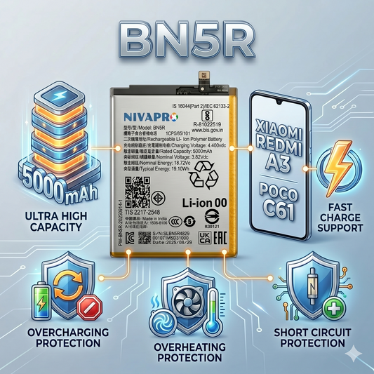 BN5R for  Xiaomi Redmi A3 and Poco C61 with Warranty by NIVAPRO 5000mAh