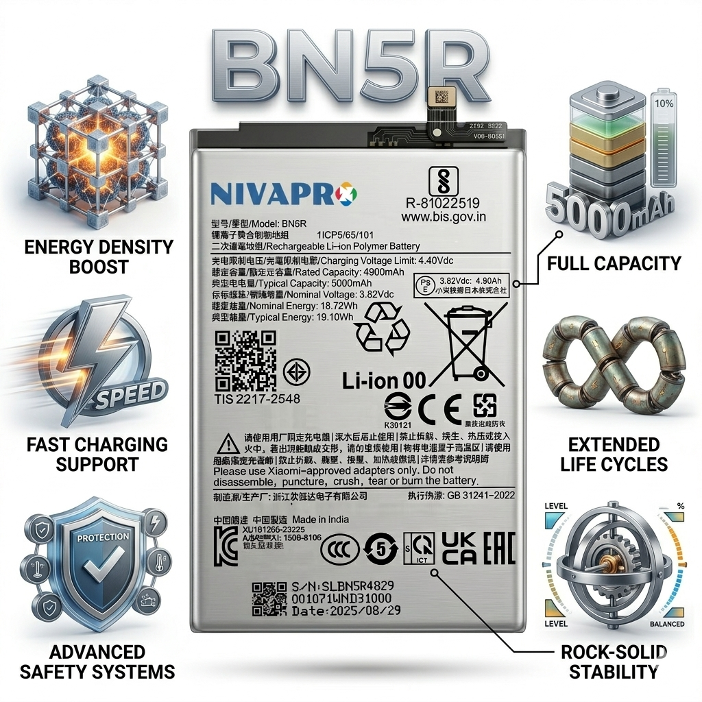 BN5R for  Xiaomi Redmi A3 and Poco C61 with Warranty by NIVAPRO 5000mAh