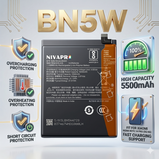 BN5W for Xiaomi Redmi Note 14 Pro 5G and 4G with Warranty by NIVAPRO 5500mAh
