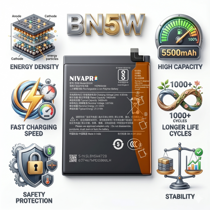 BN5W for Xiaomi Redmi Note 14 Pro 5G and 4G with Warranty by NIVAPRO 5500mAh