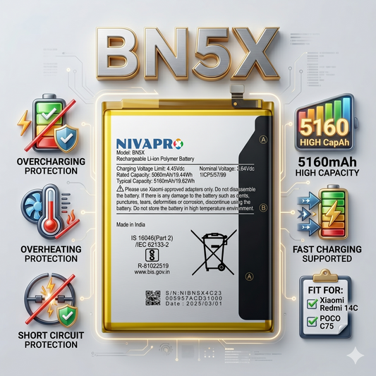 BN5X for Xiaomi Redmi 14C and Poco C75 with Warranty by NIVAPRO 5160mAh