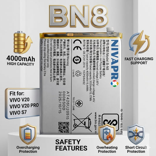 BN8 B-N8 for Vivo V20, Vivo V20 Pro, and Vivo S7 4000mAh Battery with warranty by NIVAPRO