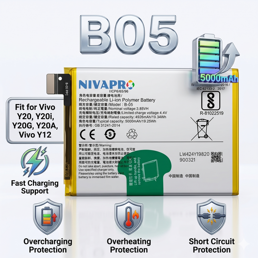 BO5 B-O5 for  Vivo Y20 | Y20i | Y20G | Y20A | Y12  5000mAh Battery with warranty by NIVAPRO