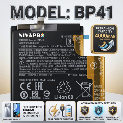 BP41 for Xiaomi Redmi K20 and Xiaomi Mi 9T with Warranty by NIVAPRO 4000mAh