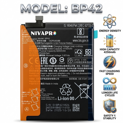 BP42 for  Xiaomi Mi 11 Lite 4G/5G, 11 Lite 5G NE with Warranty by NIVAPRO 4250mAh
