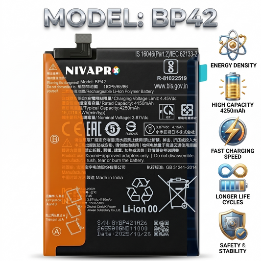BP42 for  Xiaomi Mi 11 Lite 4G/5G, 11 Lite 5G NE with Warranty by NIVAPRO 4250mAh