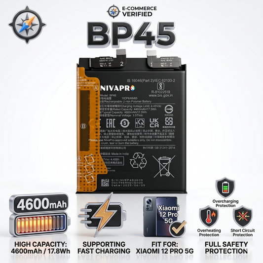 BP45 for Xiaomi 12 Pro 5G with Warranty by NIVAPRO 4600mAh