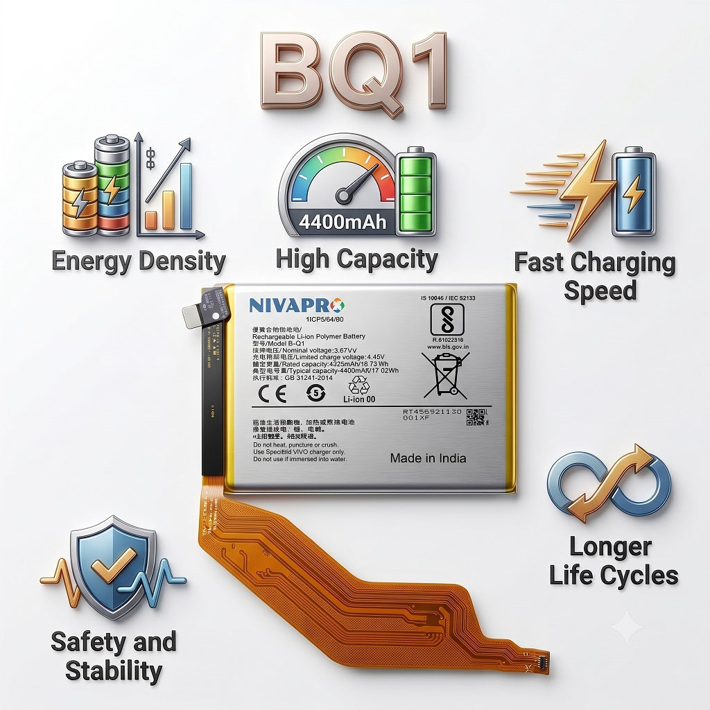BQ1 B-Q1 for  Vivo iQOO Z3 5G (model V2073A) 4400mAh Battery with warranty by NIVAPRO