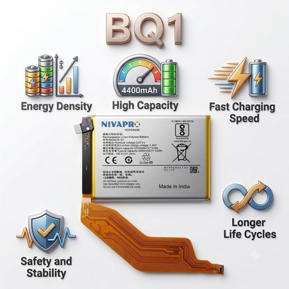 BQ1 B-Q1 for  Vivo iQOO Z3 5G (model V2073A) 4400mAh Battery with warranty by NIVAPRO