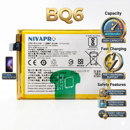 B-Q6 for Vivo V21e 5G 4000mAh Battery with warranty by NIVAPRO