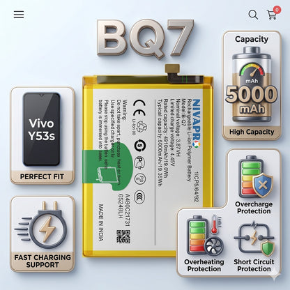 BQ7 B-Q7 for Vivo Y53S  5000mAh Battery with warranty by NIVAPRO
