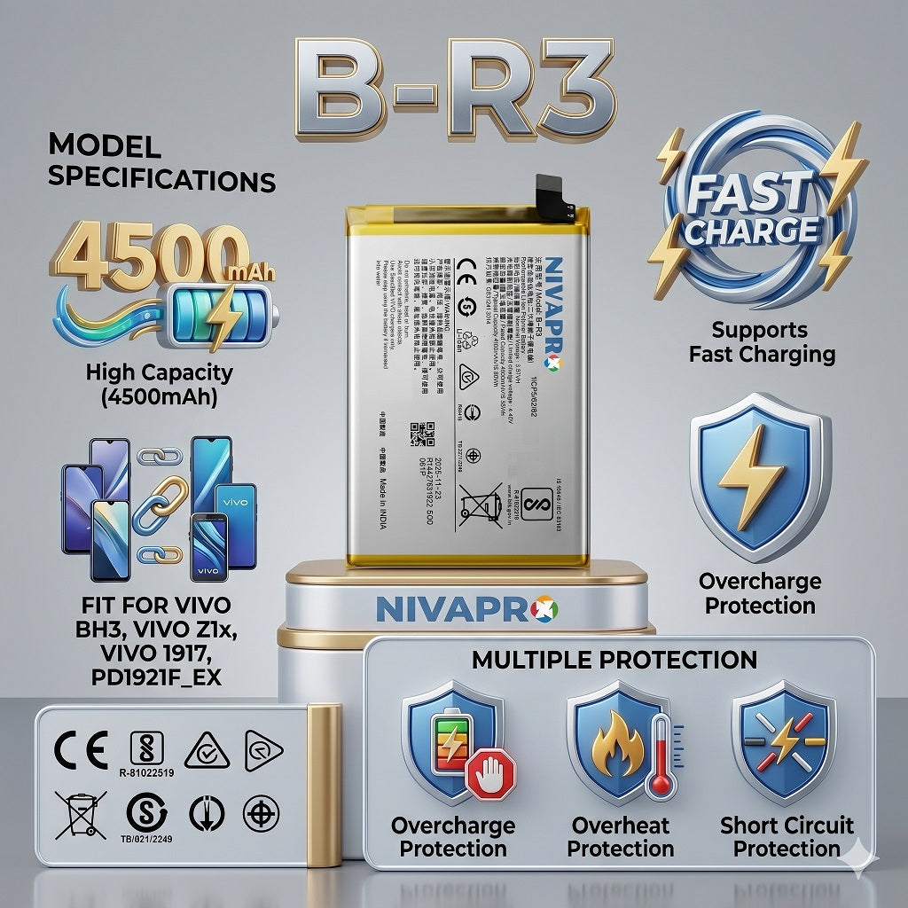 BR3 B-R3 for  Vivo BH3, Z1x , Vivo 1917, PD1921F_EX 4500 mAh Battery with warranty by NIVAPRO