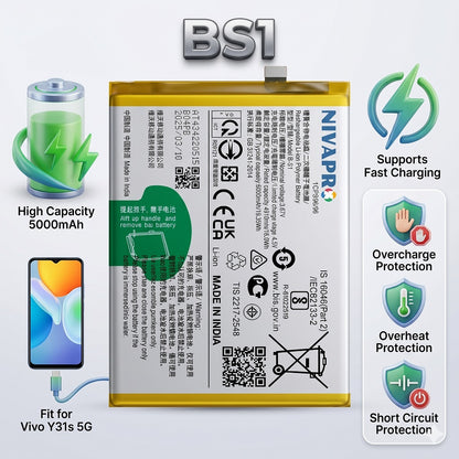 BS1 B-S1 for VIVO Y31s 5G  5000mAh Battery with warranty by NIVAPRO