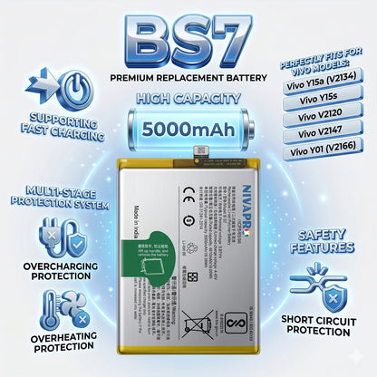 BS7 (B-S7) for Vivo Y15a V2134 | Y15s | V2120 | V2147 | Y01 V2166 smartphone 5000mAh Battery with warranty by NIVAPRO
