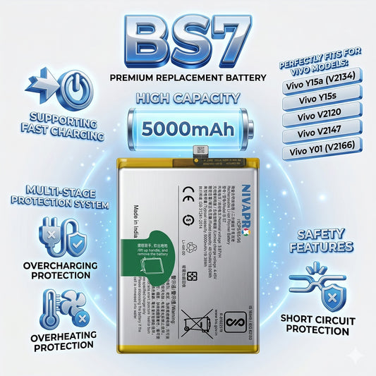 BS7 (B-S7) for Vivo Y15a V2134 | Y15s | V2120 | V2147 | Y01 V2166 smartphone 5000mAh Battery with warranty by NIVAPRO