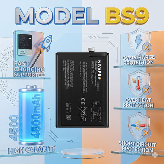 BS9 (B-S9) for iQOO Neo5 S, iQOO Neo 5S  smartphone 4500mAh Battery with warranty by NIVAPRO