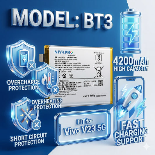 BT3 for Vivo V23 5G 4200mAh Battery with warranty by NIVAPRO