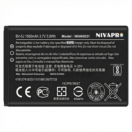 BV-5J Original Battery for Nokia Lumia 435 & Lumia 532 (1560mAH) Battery with Warranty by NIVAPRO