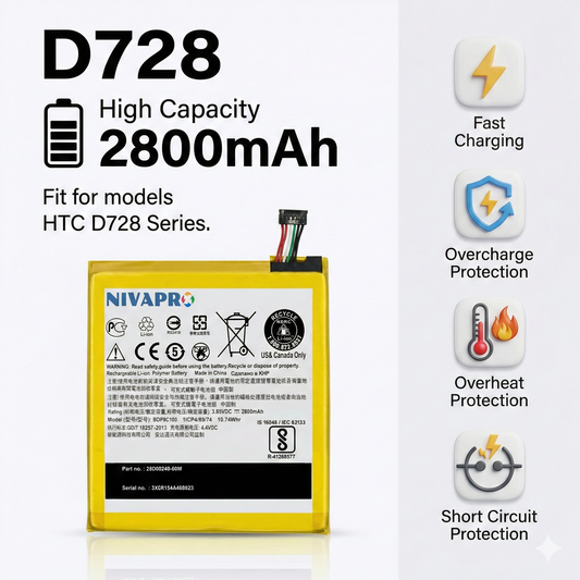 HTC D728  for HTC Desire 728 High-Quality Compatible Replacement Battery by NIVAPRO