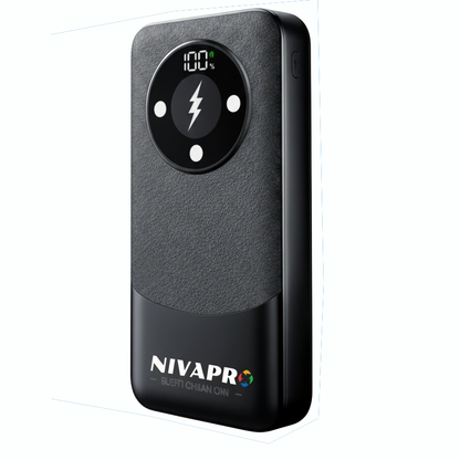 NIVAPRO 10000mAh Power Bank with 22.5W ultrafast Charging, Pass-Through Support, in-Built connectors, Airline Approved, Digital% Display.