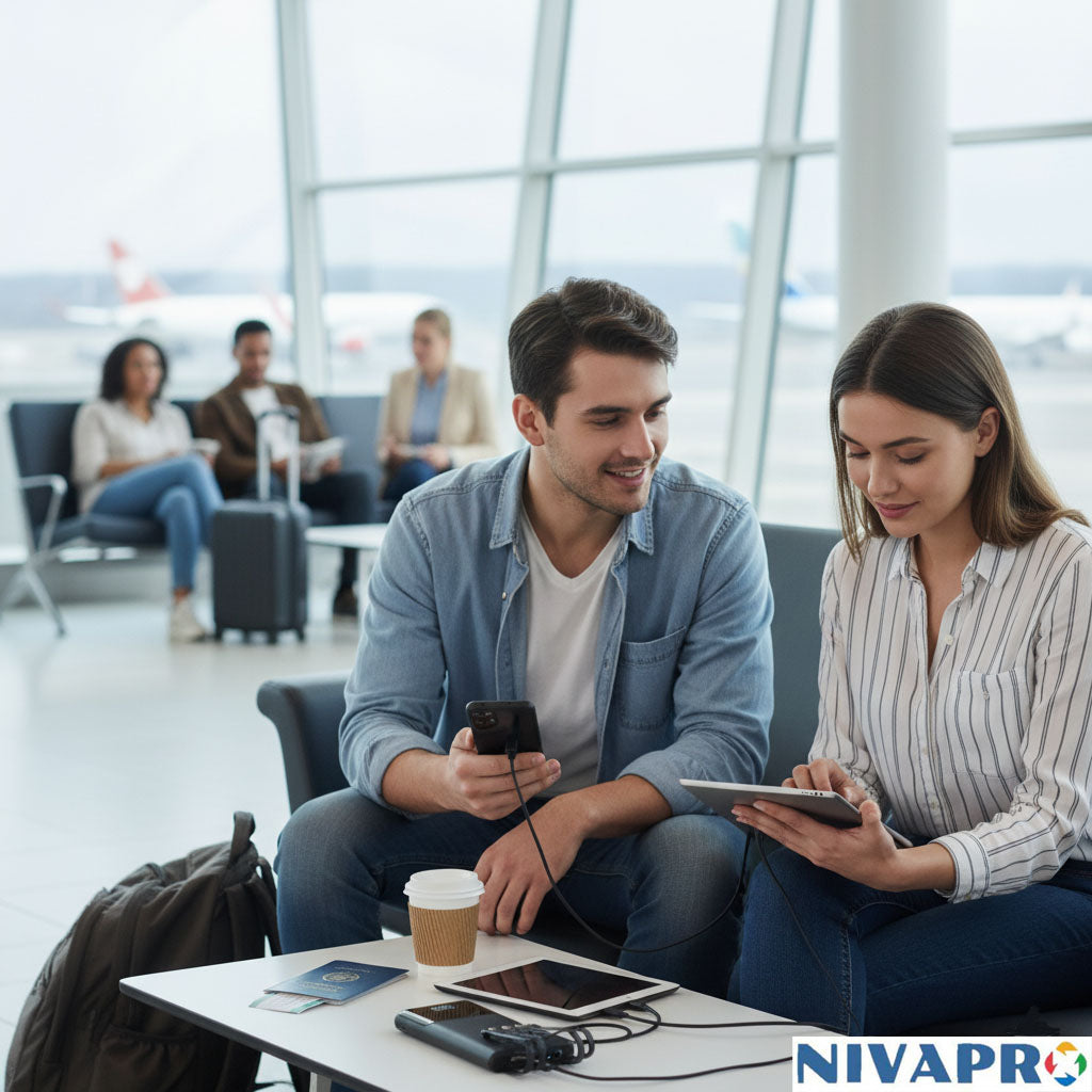 20000mAh Portable Power Bank with 22.5W Ultra Fast Charging, LED Digital Display, Multi-Port USB-A and Type-C Output, All Types of Cables inbuilt, no Extra Charging Cable Required by NIVAPRO