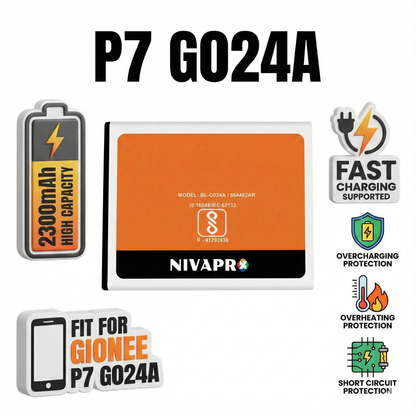 Gionee P7 Original BL-G2300X  Compatible for Gionee P7 - 2300mAh  Mobile Battery by NIVAPRO