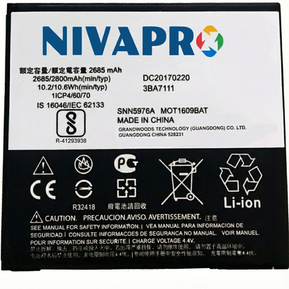 NIVAPRO GK40 FOR Moto E3 | Moto E4 | Moto G4 Play | Moto G5 | XT1700  2800mAh, 3.7v (Copy)
