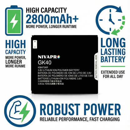 NIVAPRO GK40 FOR Moto E3 | Moto E4 | Moto G4 Play | Moto G5 | XT1700  2800mAh, 3.7v (Copy)