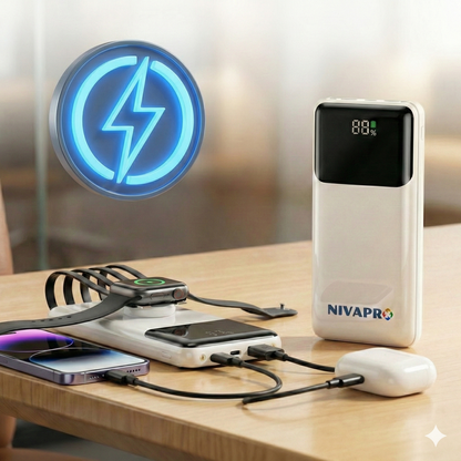 10000mAh Power Bank with 22.5W ultrafast Charging, Pass-Through Support, in-Built connectors, Airline Approved, Digital% Display. (Copy)