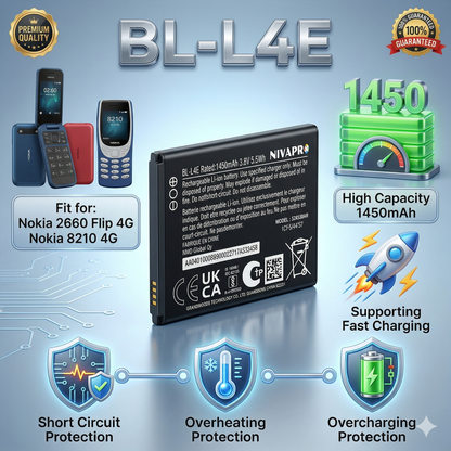BL-L4E  Nokia 2660 Flip 4G / Nokia 8210 4G Battery 1450mAh with warranty by NIVAPRO