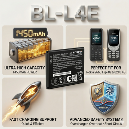 BL-L4E  Nokia 2660 Flip 4G / Nokia 8210 4G Battery 1450mAh with warranty by NIVAPRO