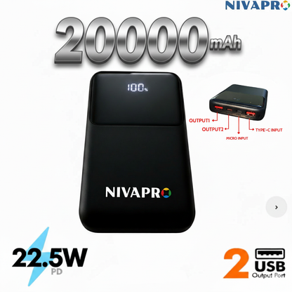 Slim & High capacity Power Bank - Black (20000 mAh)