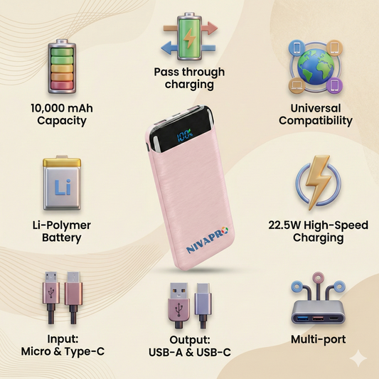 Slim and designer power bank HTY11 Pink