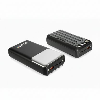 20000mAh Portable Power Bank with 22.5W Ultra Fast Charging, LED Digital Display, Multi-Port USB-A and Type-C Output, All Types of Cables inbuilt, no Extra Charging Cable Required by NIVAPRO