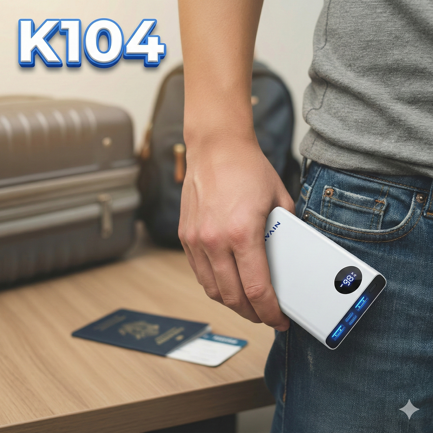 Compact and reliable power bank K104 White