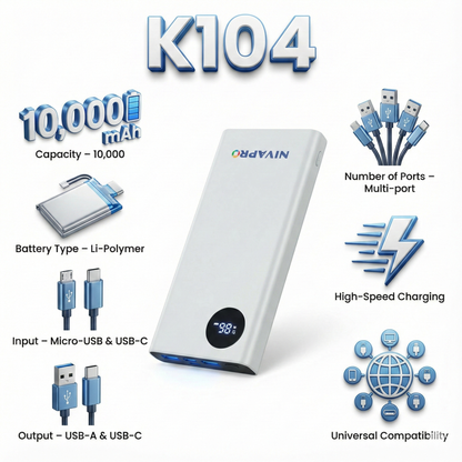 Compact and reliable power bank K104 White