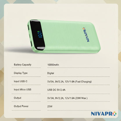Slim and designer power bank HTY11 Light Green