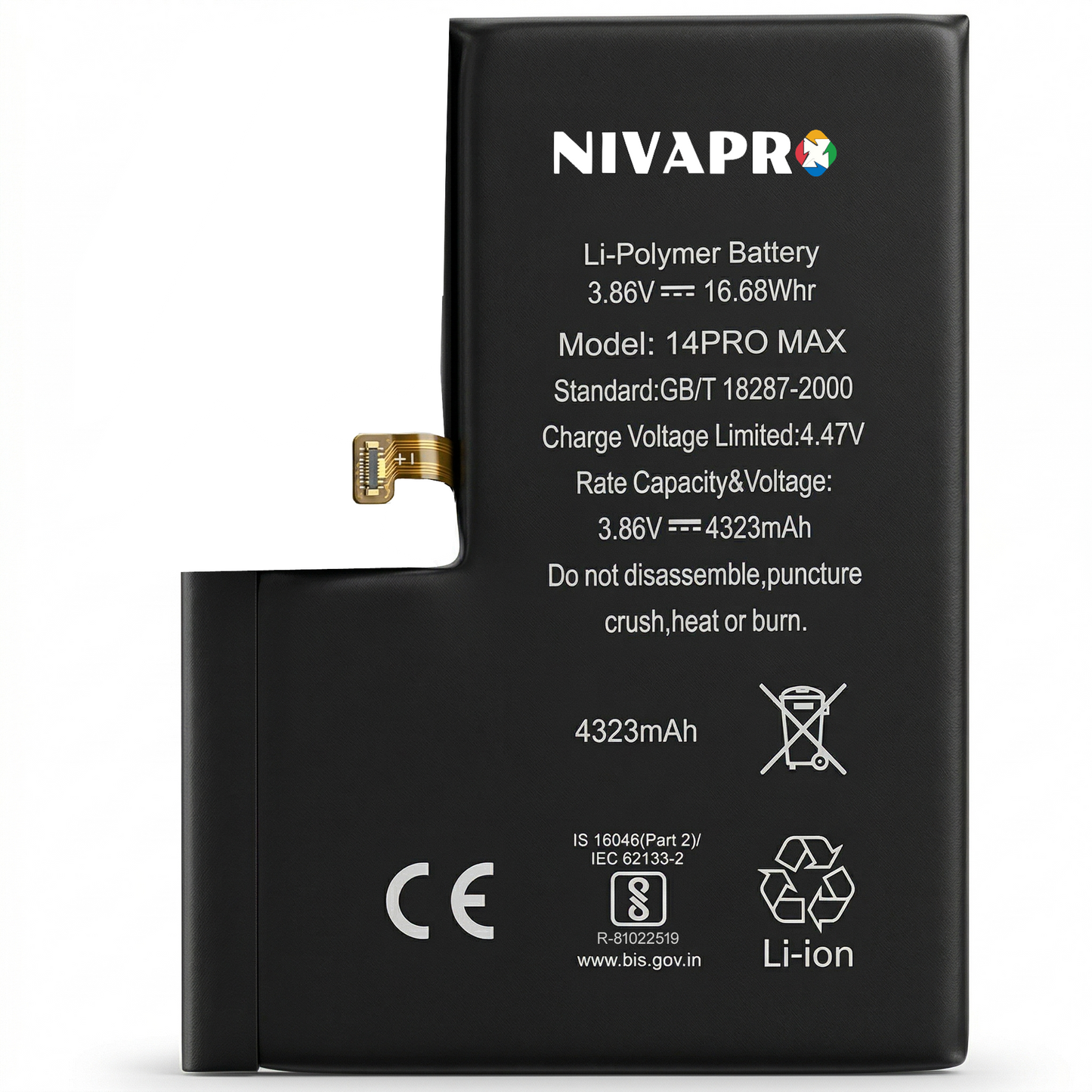 Iphone 14 Pro Max A2894, A2651, A2893, A2895 4323mAh  compatible with 6 Months warranty by NIVAPRO