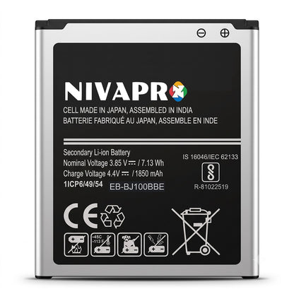 Galaxy J1 (SM-J100 Series), EB-BJ100BBE, EB-BJ100CBE, or EB-BJ100CBN compatible Battery 1850mAh by NIVAPRO