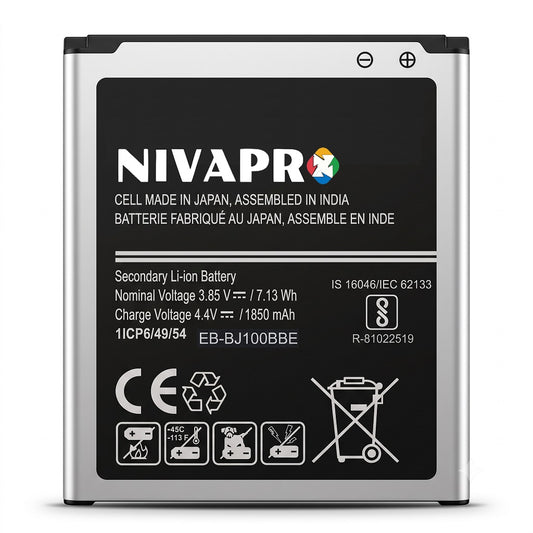 Galaxy J1 (SM-J100 Series), EB-BJ100BBE, EB-BJ100CBE, or EB-BJ100CBN compatible Battery 1850mAh by NIVAPRO