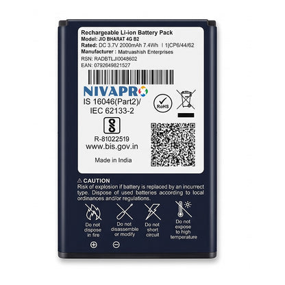 BI20FJ JIO Bharat B2 4G  2000mAh Compatible Battery with warranty by NIVAPRO