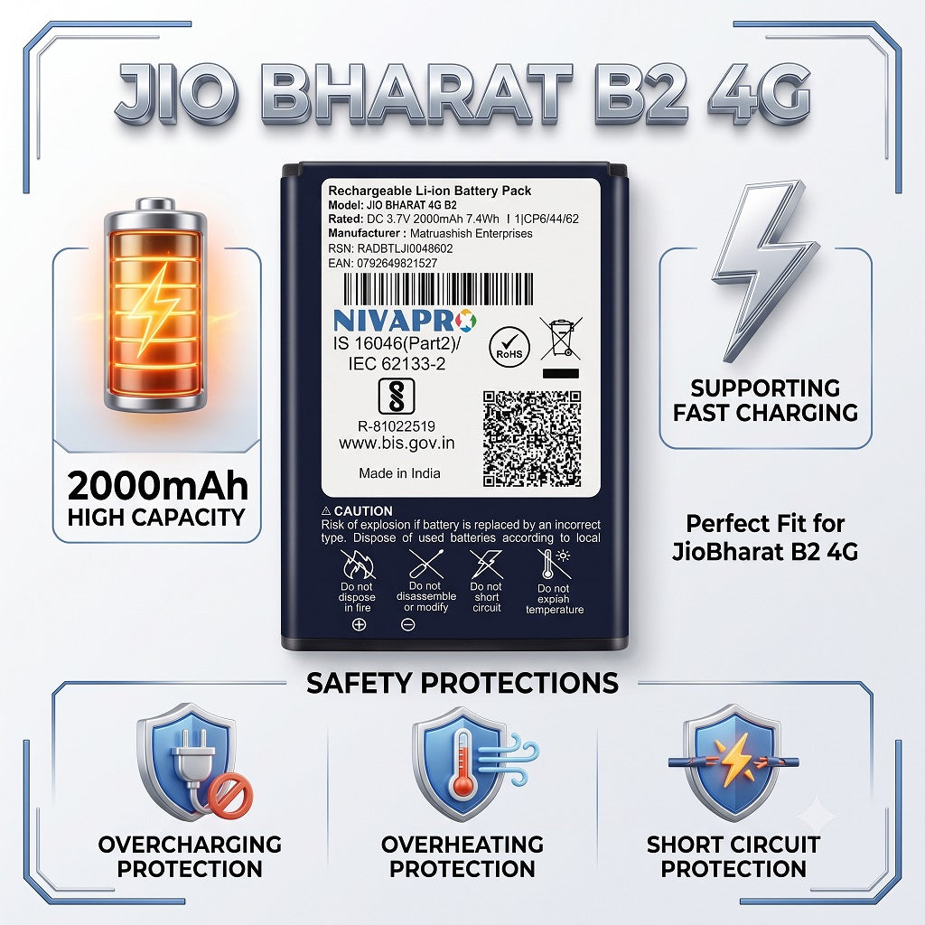 BI20FJ JIO Bharat B2 4G  2000mAh Compatible Battery with warranty by NIVAPRO
