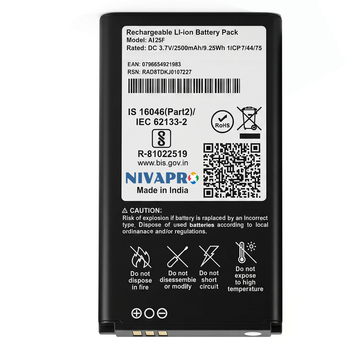 AI25F JIO BHARAT J14G  2500mAh Battery by NIVAPRO