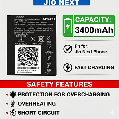 NIVAPRO for Jio Next 4G LS2542QW Compatible 3400mAh battery.