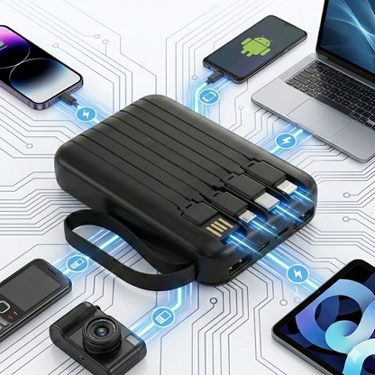 NIVAPRO 10000mAh Power Bank with 22.5W ultrafast Charging, Pass-Through Support, in-Built connectors, Airline Approved, Digital% Display.