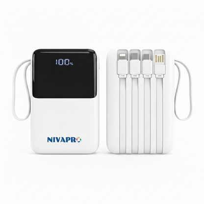 NIVAPRO 10000mAh Power Bank with 22.5W ultrafast Charging, Pass-Through Support, in-Built connectors, Airline Approved, Digital% Display. (Copy)