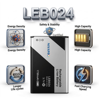 LEB024 Original Battery for Lava KKT Pearl | KKT Pearl FM II, Lava KKT 22+, Lava Gem | Gem II, Lava Bond A11, Lava Connect M1 4G, Lava X802 1750mAh with Warranty by NIVAPRO