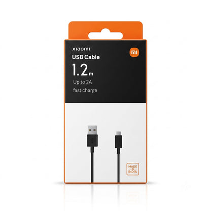 Original XIAOMI USB Cable 1.2M | 2A Fast charge support | 120 cm long length | Fast Data transfer | Study & Durable