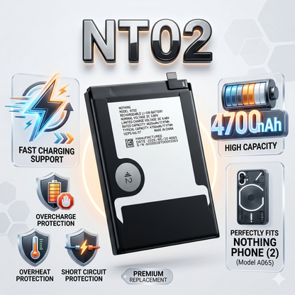 NT02 for  Nothing Phone 02  4700mAh with Warranty Compatible by NIVAPRO